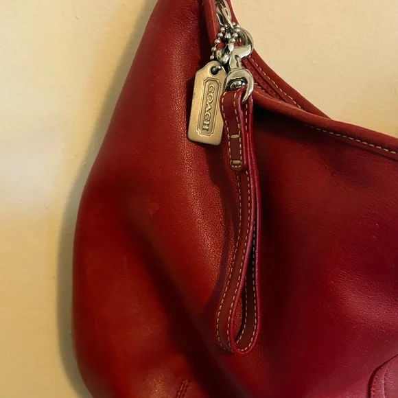 Coach Red Leather Shoulder Bag - Picture 2 of 12